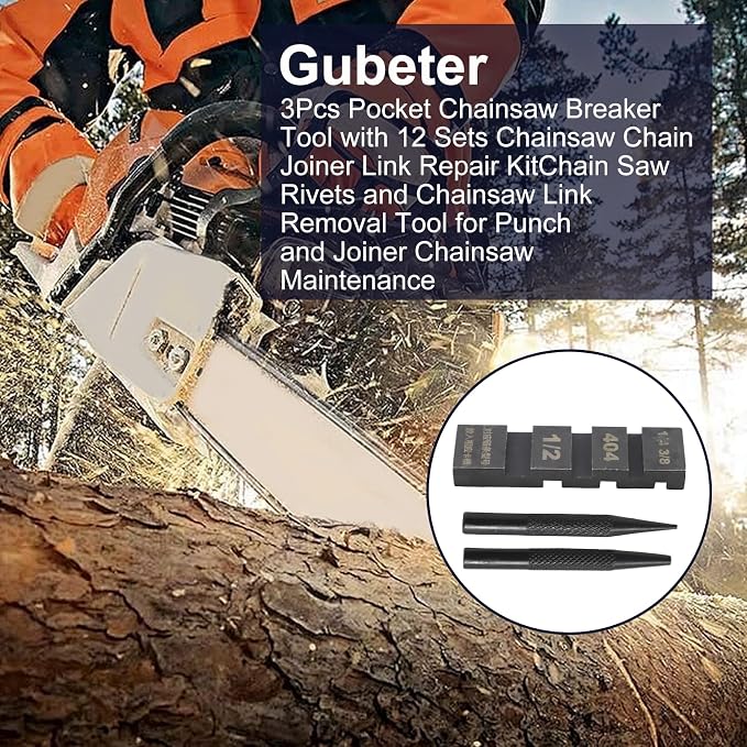 3Pcs Pocket Chainsaw Breaker Tool with 12 Sets Chainsaw Chain Joiner Link Repair KitChain Saw Rivets and Chainsaw Link Removal Tool for Punch and Joiner Chainsaw Maintenance