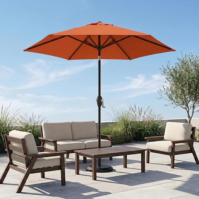 7.5ft Patio Umbrella, Outdoor Table Market Umbrella with Smooth Crank Lift, 6 Windproof Fiberglass Ribs, UPF50+ UV Protection for Deck, Pool, Garden and Backyard