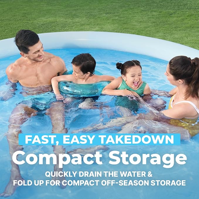 Bestway Fast Set 10' x 26" Above Ground Pool, Round Inflatable Ring Top Outdoor Swimming Pool