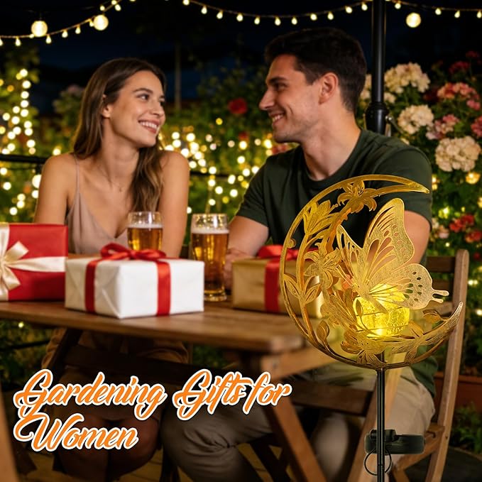 Solar Lights Outdoor Mothers Day Gifts Garden Decor Mothers Day Gifts for Women Mom Grandma Sister Butterfly Fairy Solar Lights Metal Solar Garden Decoration for Yard, Patio, Backyard, Porch, Lawn