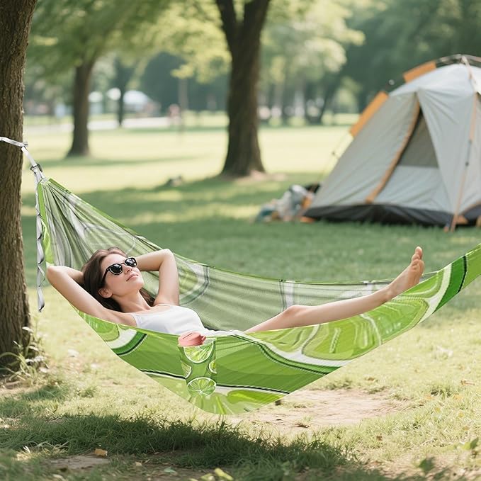 Green Lime Slices 330lb Capacity Camping Hammock Tree Hammock for Outside Beach Patio Garden hamaca para acampar