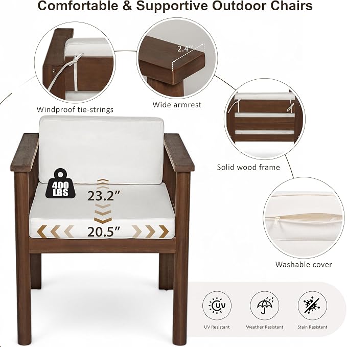 7-Piece Patio Dining Table Set for 6, Outdoor Furniture Sets with 71" Rectangle Table and Removable Cushions for Backyard, Garden, Poolside Deck (Beige+Mocha)