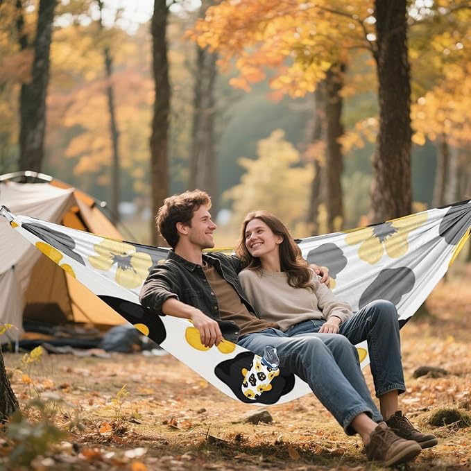 Leopard Skin Spot Leaves Floral 330lb Capacity Camping Hammocks with Hanging Rope Cloth Hammock for Indoor Outdoor Patio hamacas para adultos