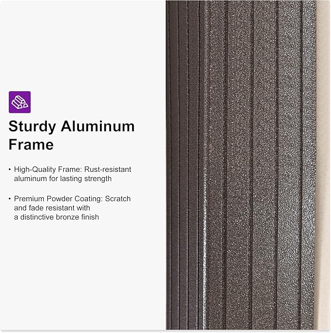 PURPLE LEAF 8’ X 8’ Outdoor Hardtop Gazebo Metal Frame Galvanized Steel Double Roof with Curtains and Nettings for Patio Desk Backyard Bronze
