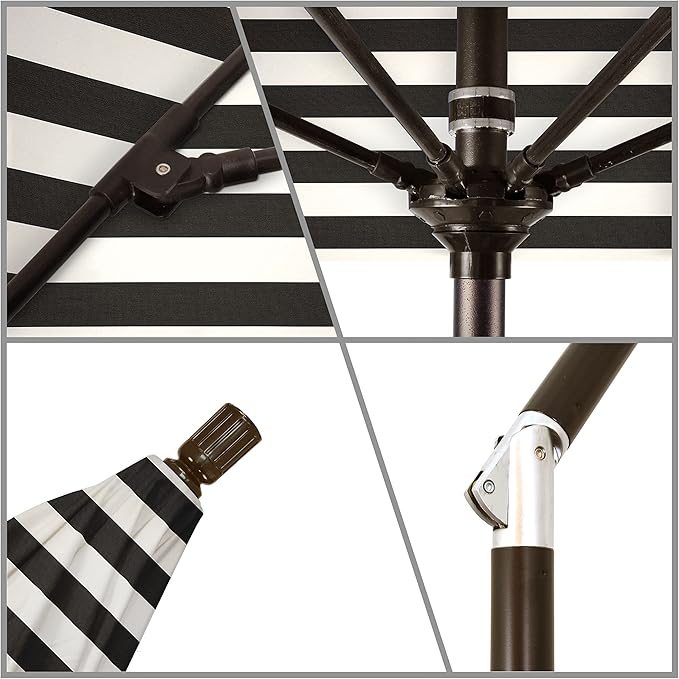 California Umbrella 9' Round Crank Lift, Collar Tilt, Aluminum Pole, Fiberglass Rib Patio Umbrella,