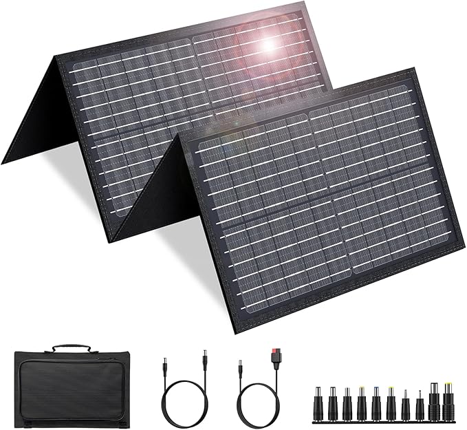 Portable Solar Generator, 300W Portable Power Station with Foldable 60W Solar Panel, 110V Pure Sine Wave 280Wh Lithium Battery Pack with USB DC AC Outlet for Home Use RV Van Outdoor Camping
