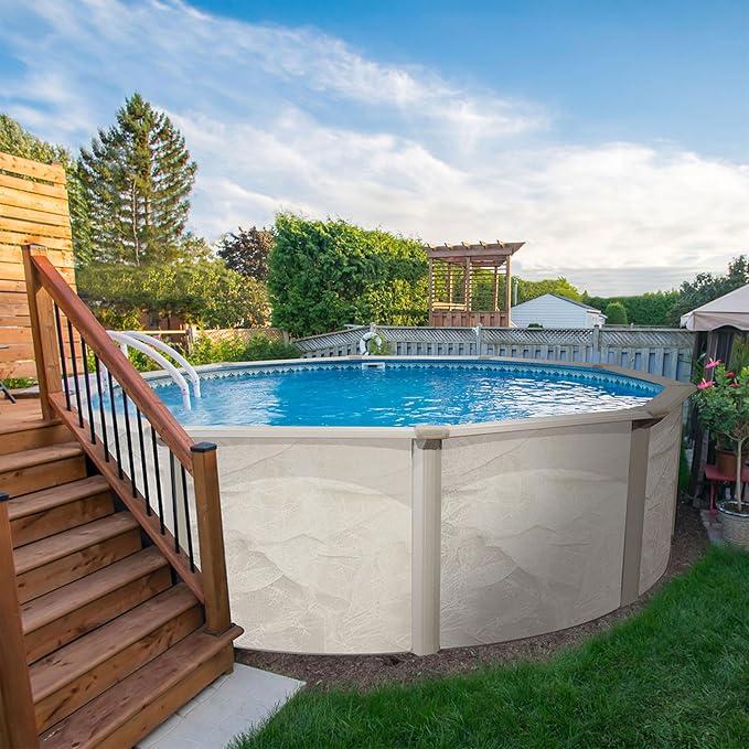 Aquarian Above Ground Swimming Pool, Phoenix Steel-Frame, 24', Cognac - Large Heavy-Duty Outdoor Family Pool for Backyard, Patio, and Yard