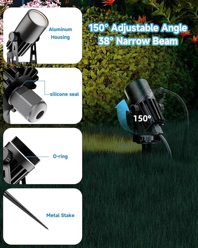 Outdoor Mini Spotlights, MR11 LED Bulb 12V Low Voltage Landscape Spotlight 2W 200lm, 2700K Warm White IP65 Waterproof Aluminum Light Fixture, 1 1/4" Short Head 4-Count