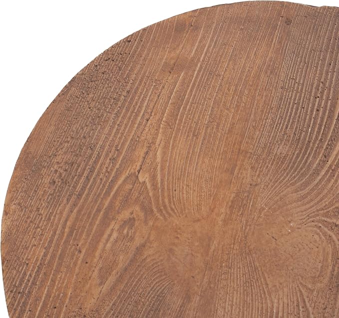 Christopher Knight Home Nataly 18.25" H Small Outdoor Side Table, Mushroom-Like Carved Garden Stool, Lightweight Concrete End Table, Patio Decorative Home Stool for Balcony Poolside Backyard, Brown