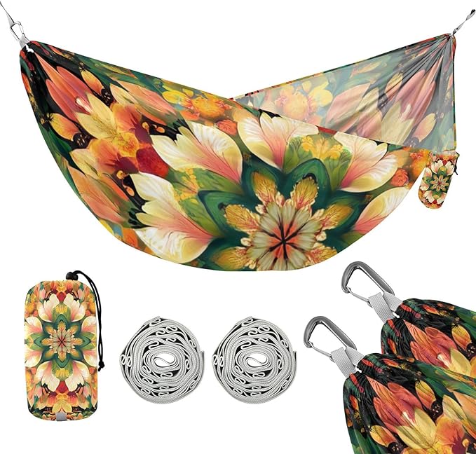 Boho Mandala Flowers Colorful 330lb Capacity Hammocks with Hanging Rope Backyard Hammock for Indoor Outdoor Patio soporte para hamacas para adultos