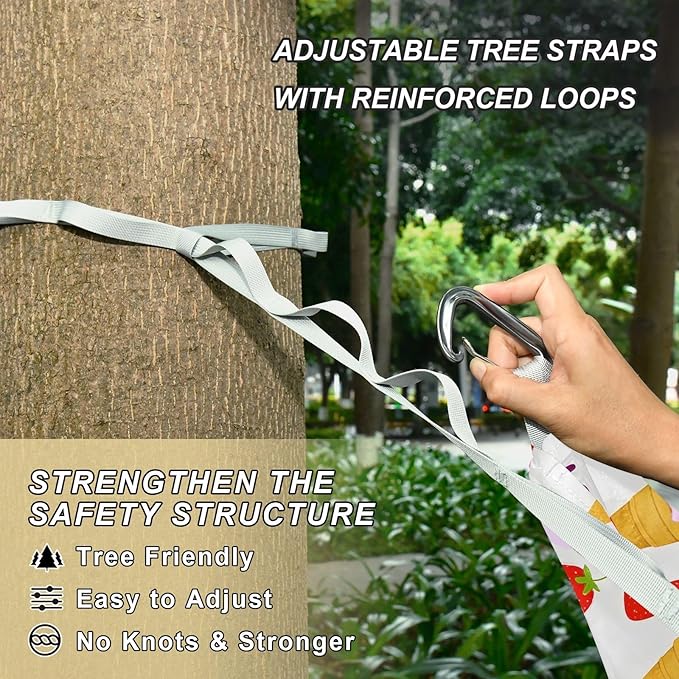 Camping Hammock Outdoor Hammocks for Outside Strawberry Cone Strawberry Beach Trees Portable Lightweight with Pockets Tree Straps Indoor