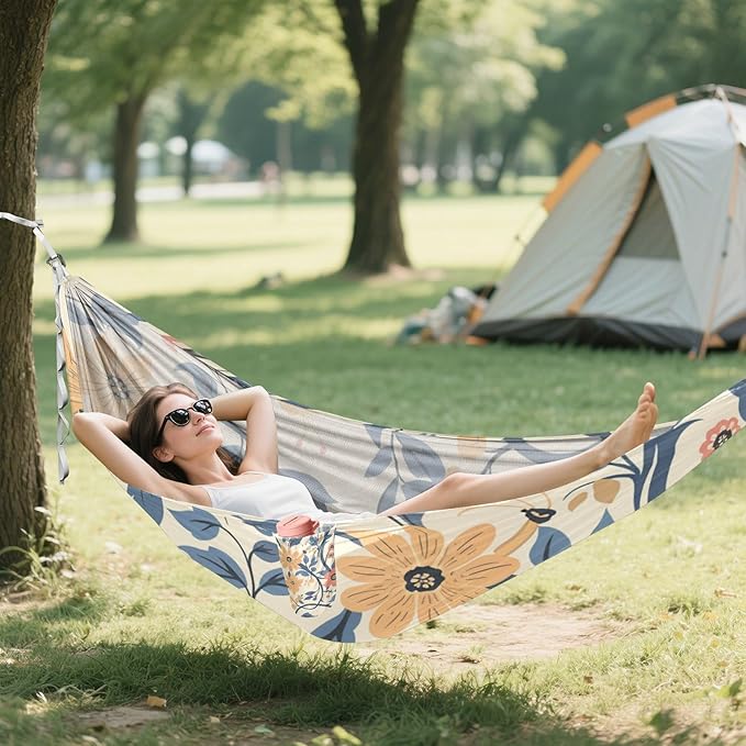 Flower World 330lb Capacity Outdoor Hammock with Tree Straps Backyard Hammock for Outside Patio Garden Base para poner hamaca