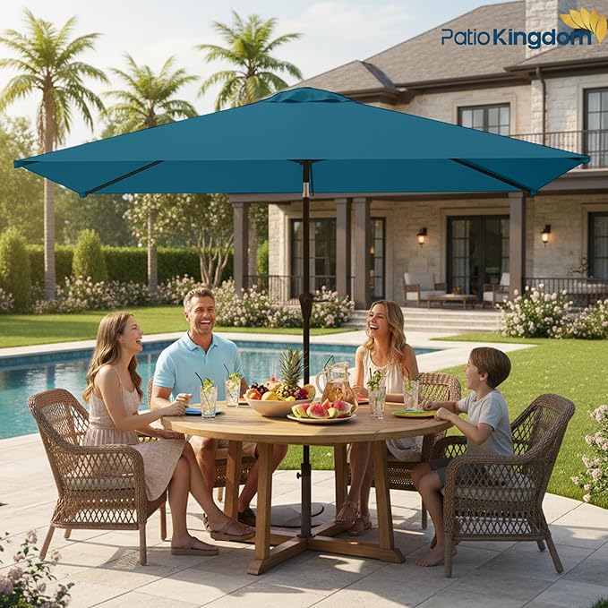 6.5'x10' Rectangular Patio Outdoor Umbrella,Large Coverage with Push-Button Tilt & UV Protection,Sturdy Ribs for Deck,Lawn,Pool,Backyard