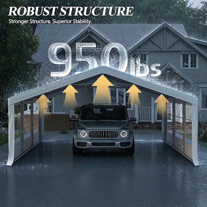 GARTOO 20' x 20' Heavy Duty Party Tent - Outdoor Wedding Gazebo Event Shelter Canopy with 2 Storage Bags & 4 Sand Bags for Outdoor Event, Wedding, Birthday Party