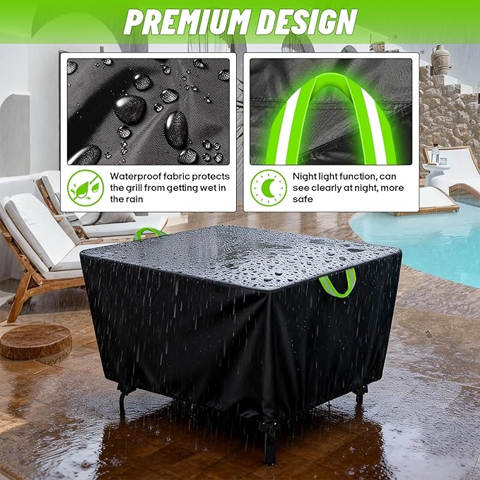 38 Inch Outdoor Table Cover, Square Patio Table Cover, 600D Oxford Heavy Duty Waterproof Furniture Protector for Small Table and Chair Sets, 38"L x 38"W x 28"H