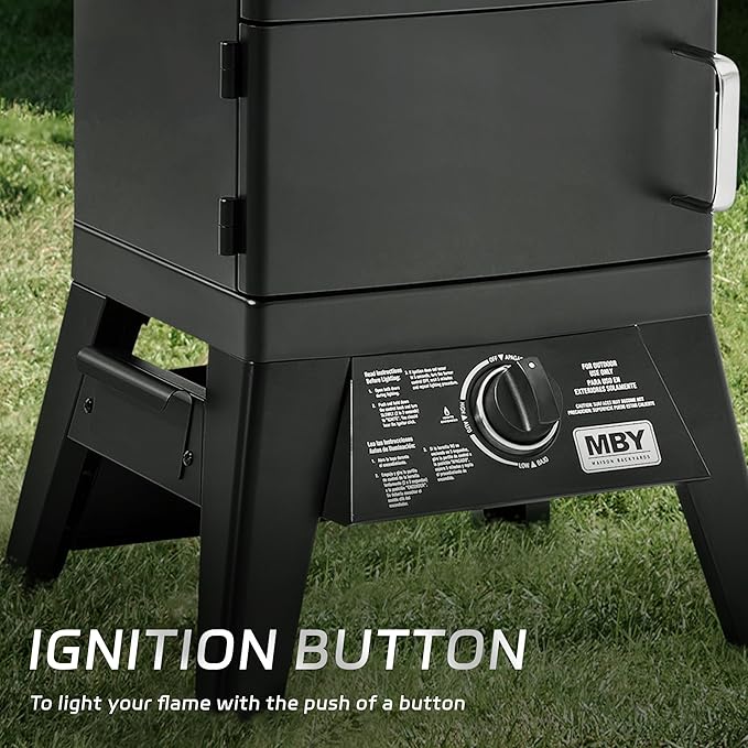 Large Vertical Propane Smoker Grill 4-Rack Outdoor Gas BBQ Smoker with Temperature Control, Heavy Duty Design & Weather-Resistant Cover for Meat, Fish, Ribs