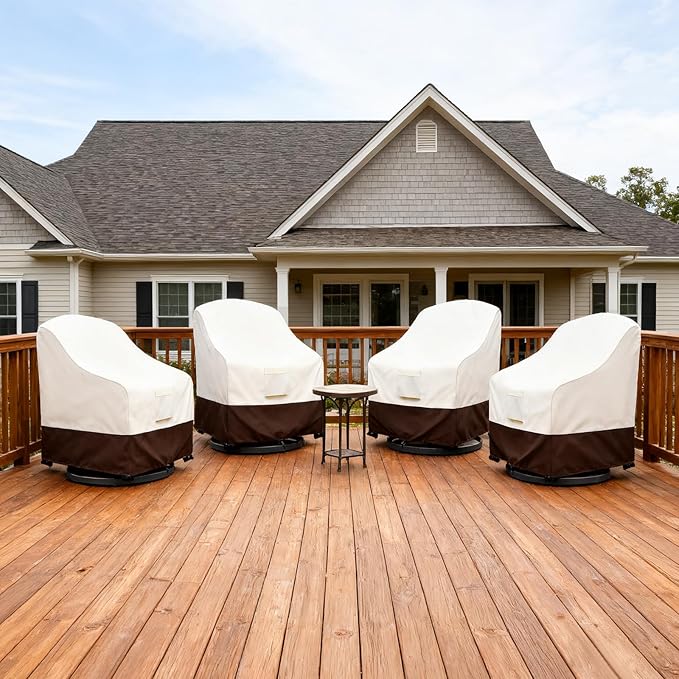 Bitubi Waterproof 4 Pack Outdoor Swivel Chair Cover for Patio Chair Size Up to 35W x 37D x 38.5H inch,Outdoor Lawn Patio Furniture Covers (Brown)
