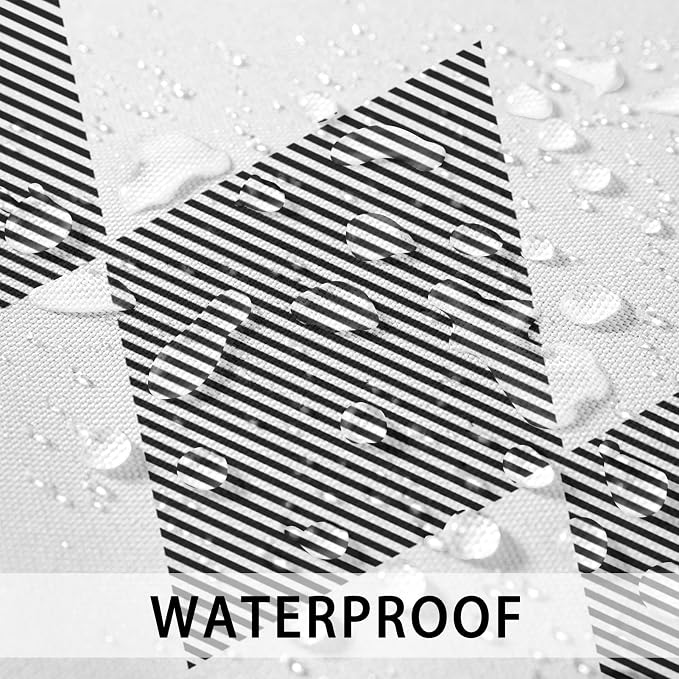 Throw Pillow Covers, White Stripes, Set of 2, 18 x 18 Inch | Black Waterproof Modern Pillowcase Square Cushion Case Farmhouse Garden Decorative Pillows for Couch Beach Patio