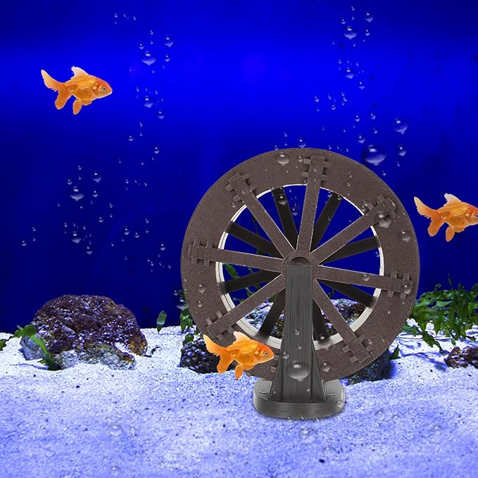 VOSAREA Fountain Water Wheel Decor Tabletop Wood Water Wheel Fountain Feng Shui Sculpture for Fish Tank Bonsai Micro Landscape Layout Decor (5.31X5.31inch)