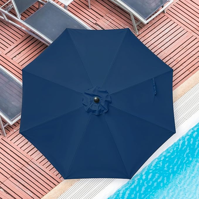 iPower 9ft Patio Umbrella Outdoor Table Umbrellas with 8 Sturdy Ribs, Push Button Tilt and Crank for Yard, Pool and Garden