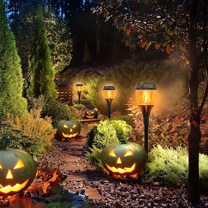 Swingers Solar Lights Outdoor,Solar Torch Lights with Flickering Flame,Waterproof Outdoor Garden Light for Christmas,Garden, Landscape, Path, Yard, Patio (8, Black)
