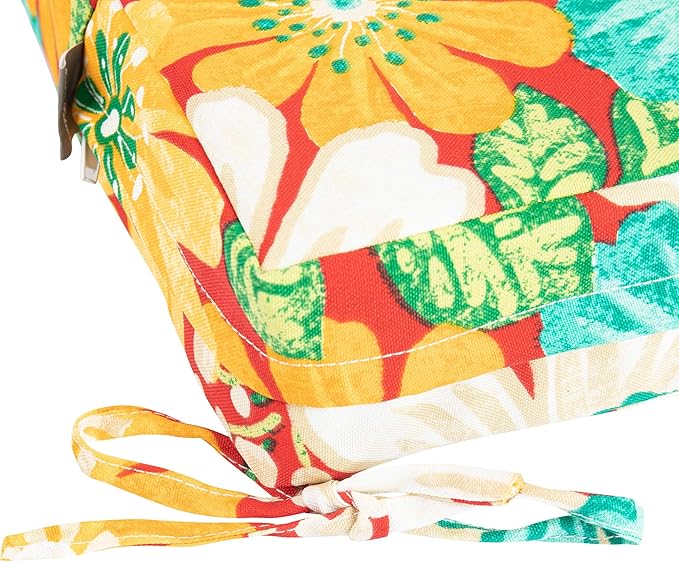Magpie Fabrics Patio Bench Cushion Cover 42x18x3 Inch, NO Insert! Water Resistant UV Protection Outdoor Swing Loveseat Replacement Cover with Zipper (Embry Red Hibiscus)