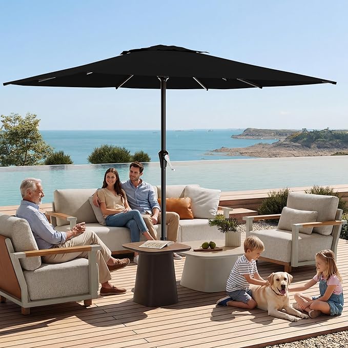 AreShark 8' x 10' Rectangle Patio Umbrellas for Outdoor, Outdoor Table Umbrella, Large Outdoor Patio Umbrellas with 8 Sturdy Ribs for Pool, Garden, Market (Black)