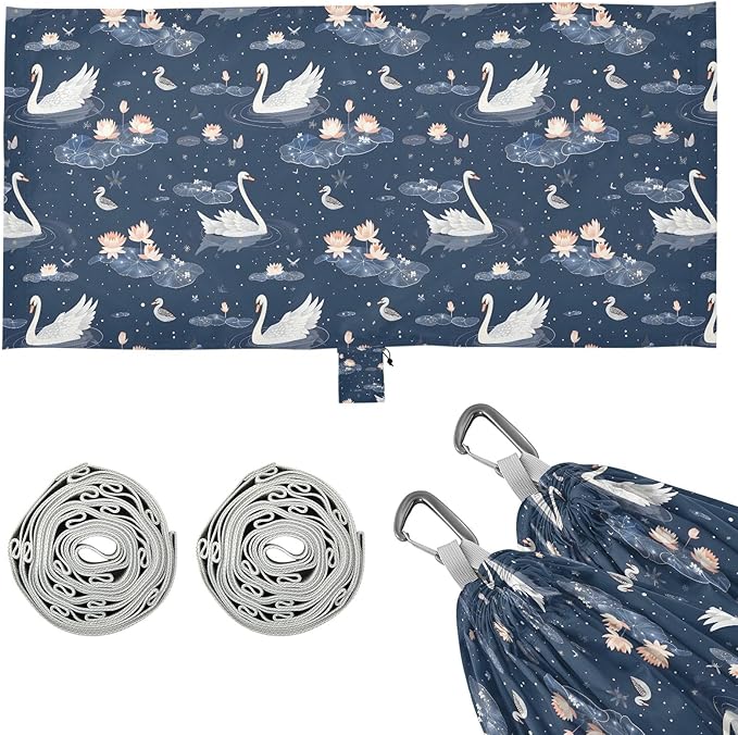Camping Hammock Outdoor Hammocks for Outside Swan Lotus Beach Trees Portable Lightweight with Pockets Tree Straps Indoor