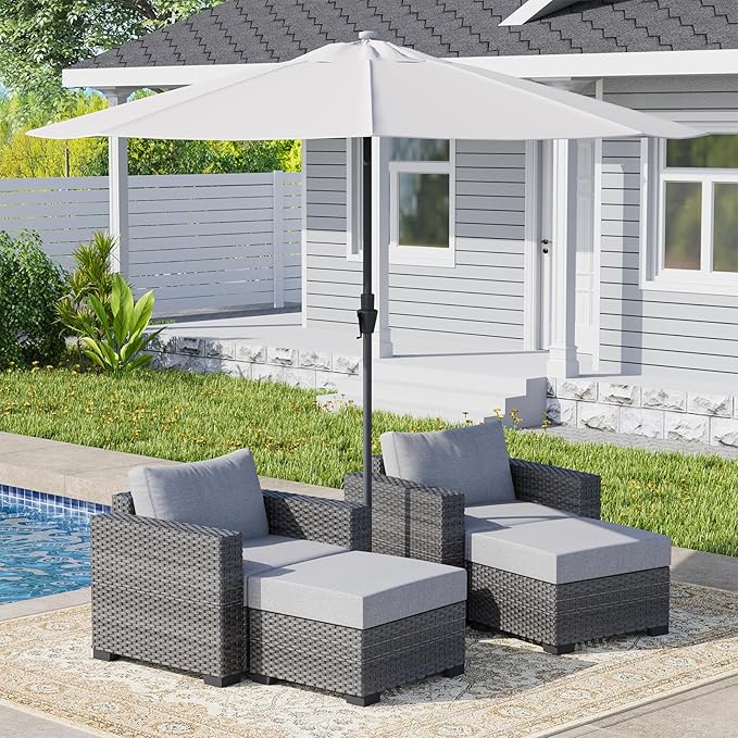 WACASA 5 Piece Patio Furniture Set with Cushions, Outdoor Rattan Sectional Sofa Conversation Set with Washable Covers, Garden & Poolside All-Weather Patio Couch Set