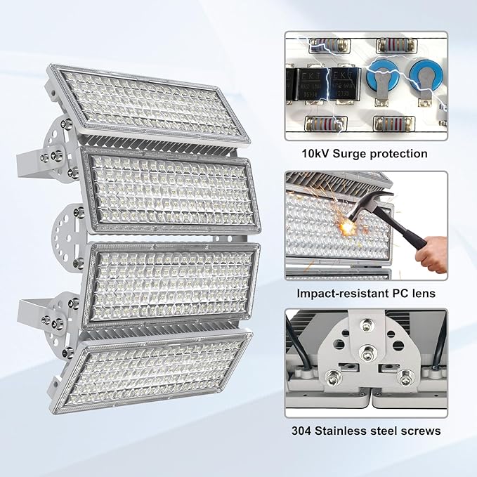 Kekeou 400W LED Stadium Lights Outdoor, 56000 Lumens 6500K IP67 Waterproof Commercial Flood Lighting, High Power Area Lighting for Basketball Court, Large Area Outdoor LED Lights