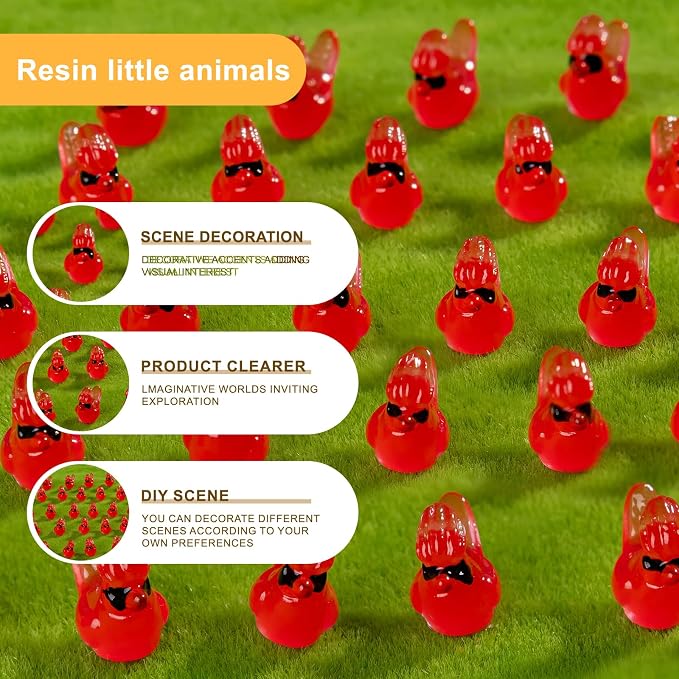 60 pcs Mini Resin Bird Many Styles Variety Tiny Luminous Animals Figures Miniature Little Small Animal Figurines Bulk for Micro Fairy Garden Landscape Accessories Hide Crafts Decor Aquarium