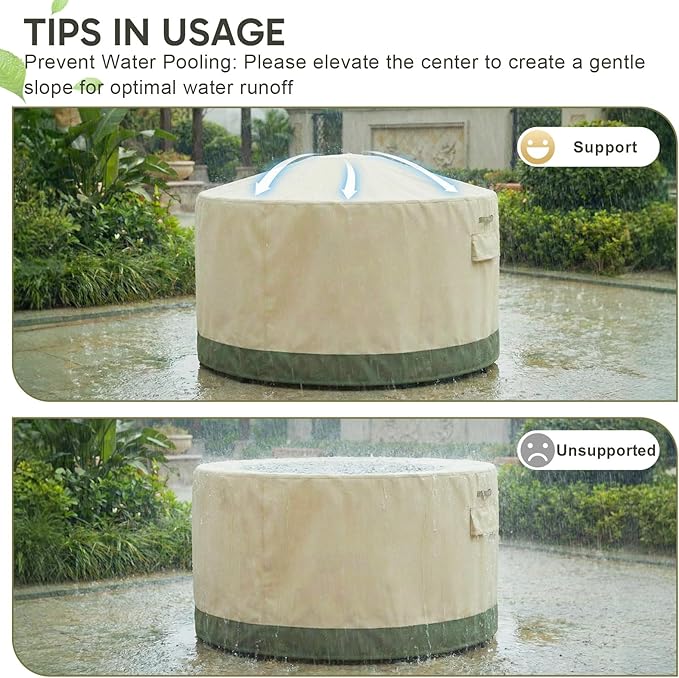 COWVIE Round Patio Dining Set Cover for Outdoor Table and Chairs, 600D Waterproof and UV-Resistant Fabric Patio Furniture Cover with Storage and Air Vent, 62''Dia x 32''H