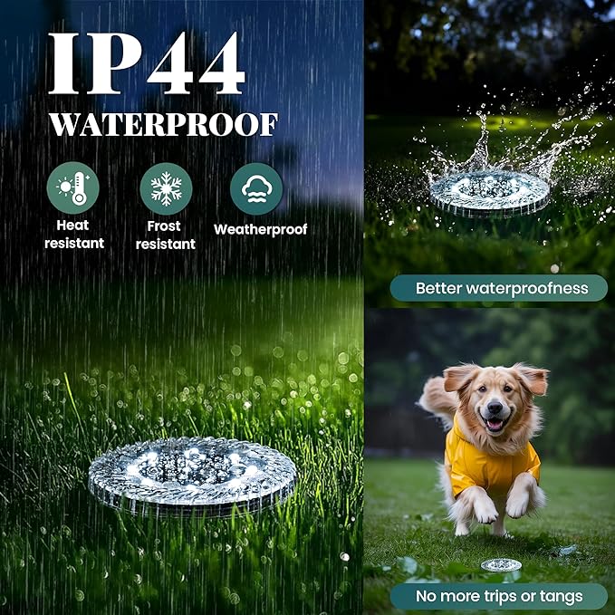 PATIOWIN 10 Pack Small Solar Ground Lights, Pathway Lights Waterproof, Outdoor Solar Light for Garden, Driveway, Walkway, Backyard (Cool White)