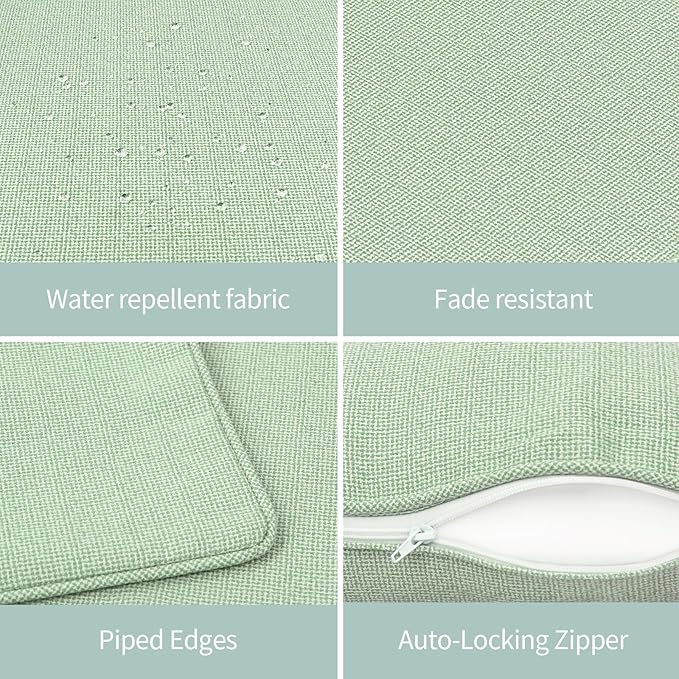Pcinfuns Pack of 2 Outdoor Throw Pillows,20x20 Inch All-Weather Water-Resistant Patio Pillows with Inserts,Decorative Pillows for Patio Furniture,Couch,Sofa,Poolside,Light Green