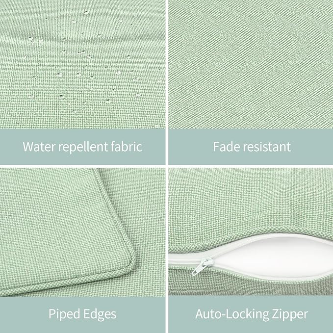 Pack of 4 Outdoor Throw Pillows,18x18 Inch All-Weather Water-Resistant Patio Pillows with Inserts,Decorative Pillows for Patio Furniture,Couch,Sofa,Poolside,Light Green