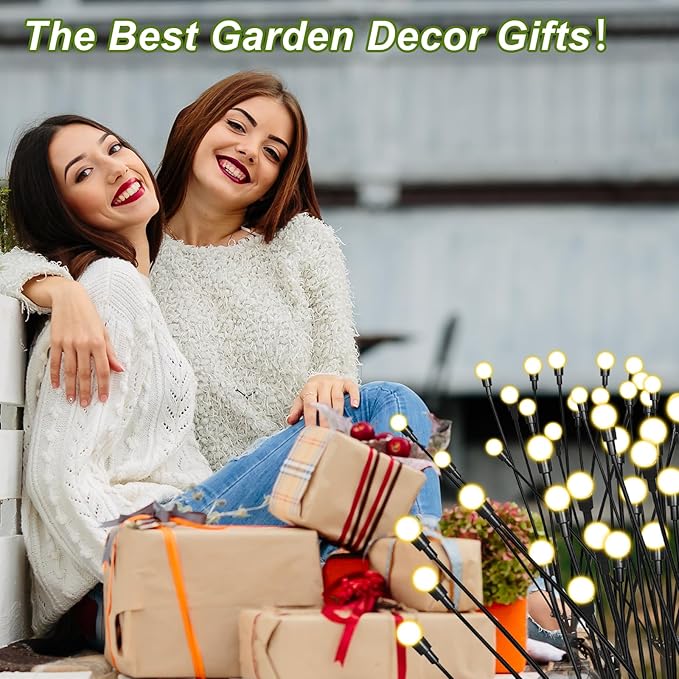 6 Packs Solar Firefly Lights, 48 LED Warm Solar Walkway Lights Outdoor, Waterproof Swaying Light Garden Decor with 2 Modes, Lawn Light for Front Yard Backyard Yard and Pathway