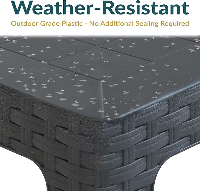 Sunnydaze Adirondack Small Outdoor Side Table for Balcony Essentials - Plastic Square End Table for Outside Patio - Gray - Set of 2
