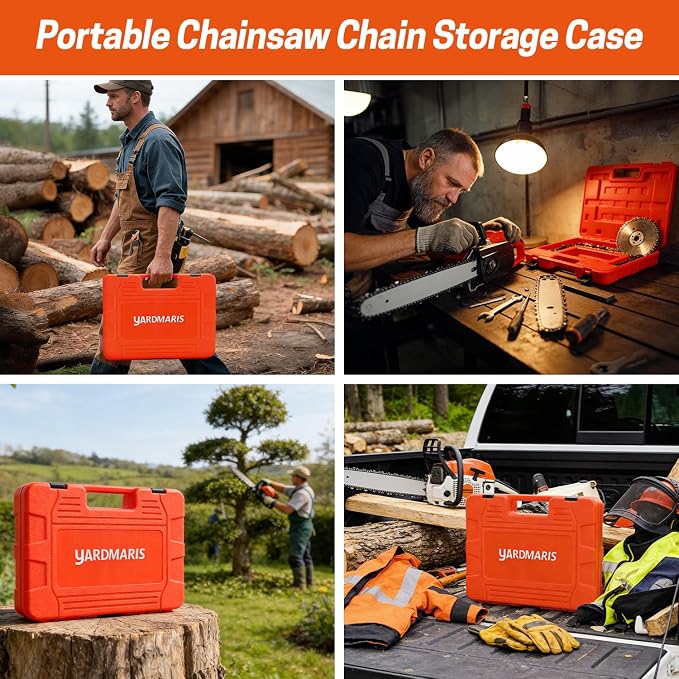 Chainsaw Chain Storage Case, Portable Chain Holder Box with Tool Storage Tank, Universal Saw Chain Organizer for All Chainsaw Chains