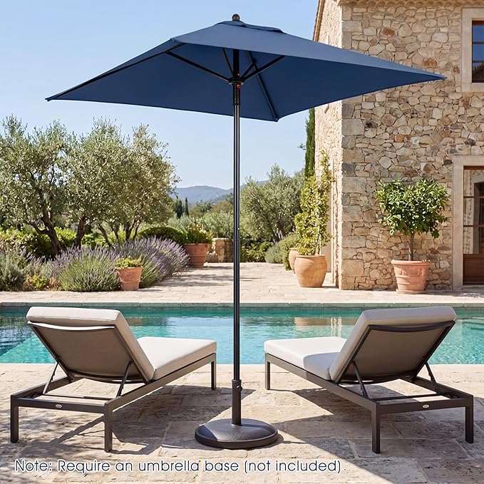 Tangkula 5 FT Patio Umbrella, Outdoor Table Market Umbrella with Quick-Release Button, 4 Sturdy Ribs, Fade Resistant & Waterproof Canopy, Sun-protective, for Garden, Poolside, Backyard (Navy)