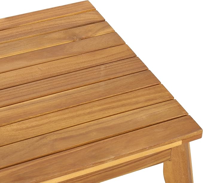 4-Pieces Acacia Wood Patio Furniture Set, All-Weather Outdoor Patio Conversation Set with Coffee Table and Soft Cushions, Rope Weave Porch Chairs for Garden Backyard Porch Balcony