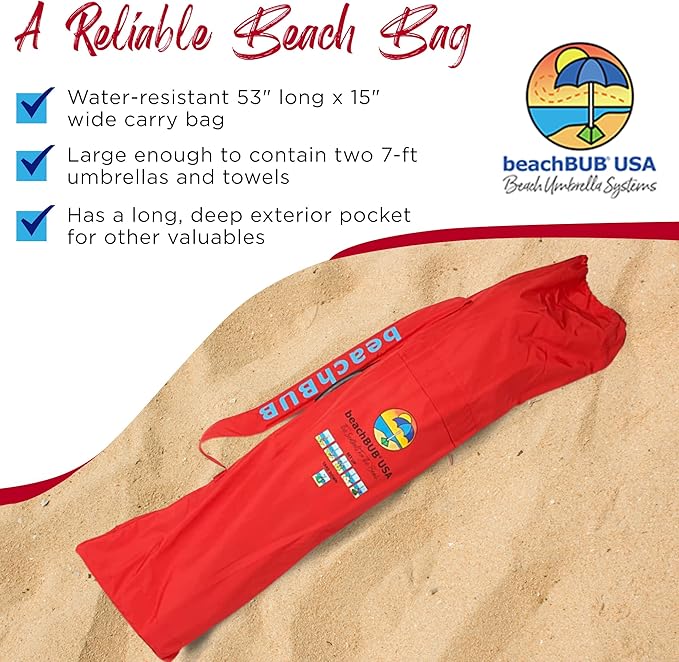 BEACHBUB Beach Umbrella Bag - Waterproof & Foldable Beach Bag for Umbrellas with Wide Padded Shoulder Strap & Molded Carry Handle