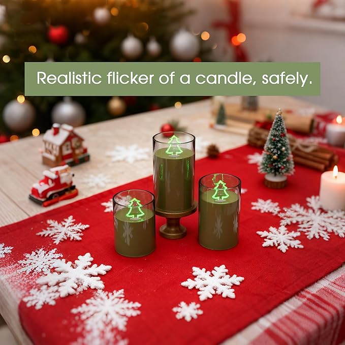 L LOHAS LED Electronic Candle Night Lights with Remote, 3-Pack LED Flameless Candles, Battery Operated Flickering Night Light, 5 Brightness Levels & Timer, for Holiday Home Decor
