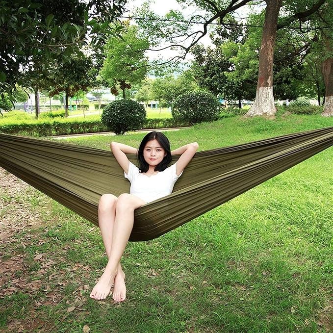 200x300 Cm Double Hammock with Hanging Straps and Carabiners,Made from Parachute Nylon Fabric Buiten Hammock ()
