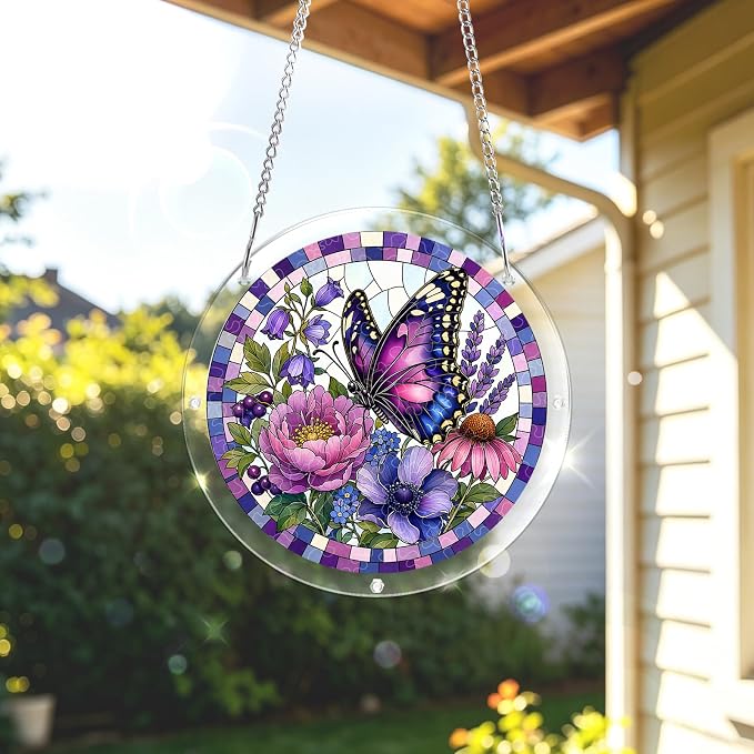 Acrylic Puzzle Suncatcher, Sun Catchers Puzzle for Window Hanging | 8.2 Inch Purple Butterfly DIY Suncatcher Puzzle for Adults, Ideal Gifts for Women, Men, Wife, Mom, Home & Garden Decor