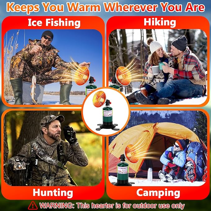 Portable Propane Heater for Camping, Outdoor Gas Space Patio Heater, High Heat Output Big Heaters Foldable Tank Holder for Winter Tent Hiking Ice Fishing Hunting