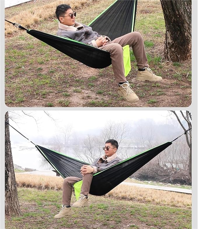 Camping Hammock， Outdoor Camping Hammock with Tree Straps Up to 660lbs(Black)