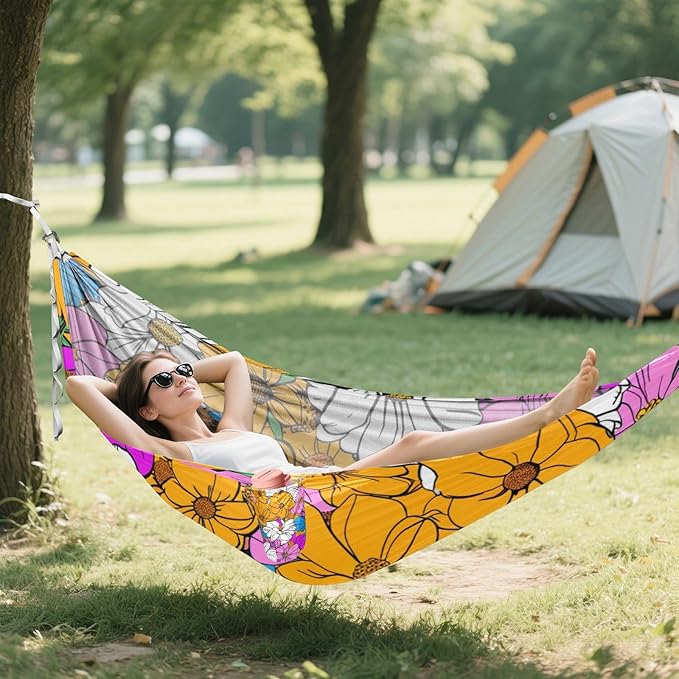 Summer Flowers 330lb Capacity Outdoor Hammocks with Hanging Rope Swing Hammock for Outside Beach Patio Garden hamacas para Patio