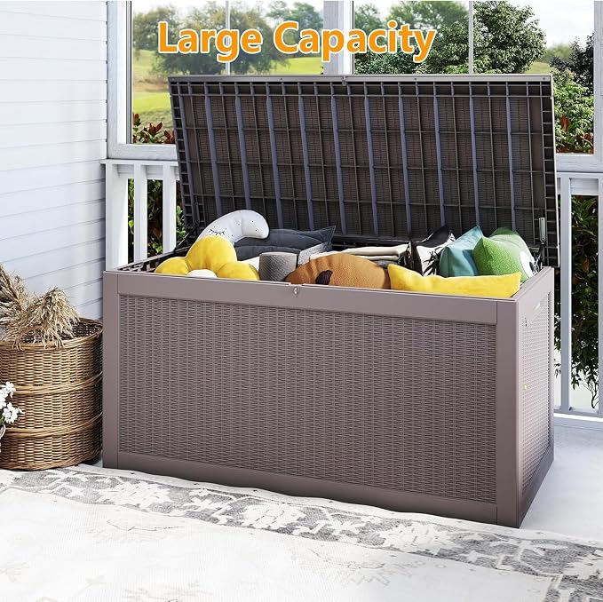 320 Gallon Outdoor Storage Box Wateproof, Extra Large Storage Organizer for Patio Furniture Accessories, Garden Tools, Indoor Storage for Cushion, Slate Grey