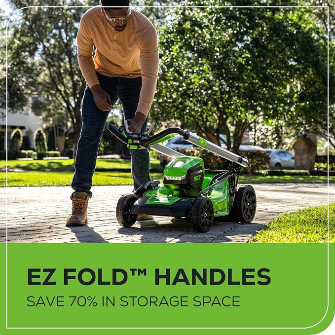 Greenworks 80V 21" Brushless Cordless (Push) Lawn Mower (LED Headlight + Aluminum Handles), 4.0Ah + 2.0Ah Battery and Rapid Charger Included (75+ Compatible Tools)