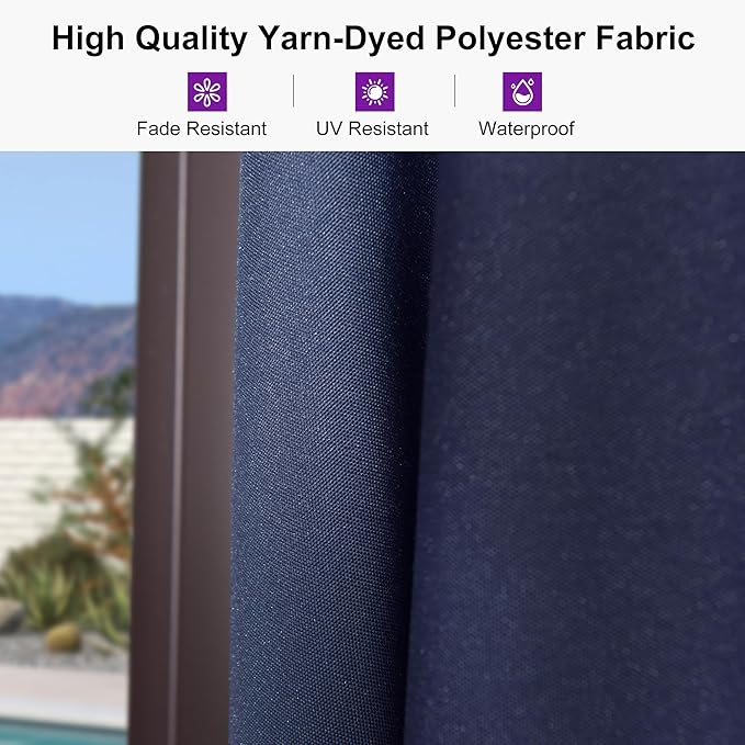 PURPLE LEAF 9' X 11.5' Rectangle Cantilever Umbrella Patio Umbrella Antique Bronze Outdoor Aluminum Offset Hanging Umbrella with 360-degree Rotation for Pool Garden Backyard Deck, Navy Blue